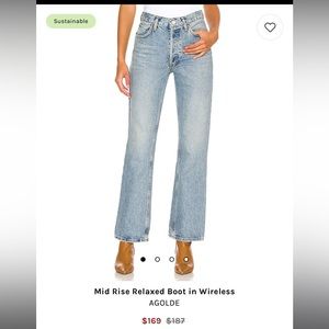 Agolde mid rise boot cut jean in color ‘wireless’